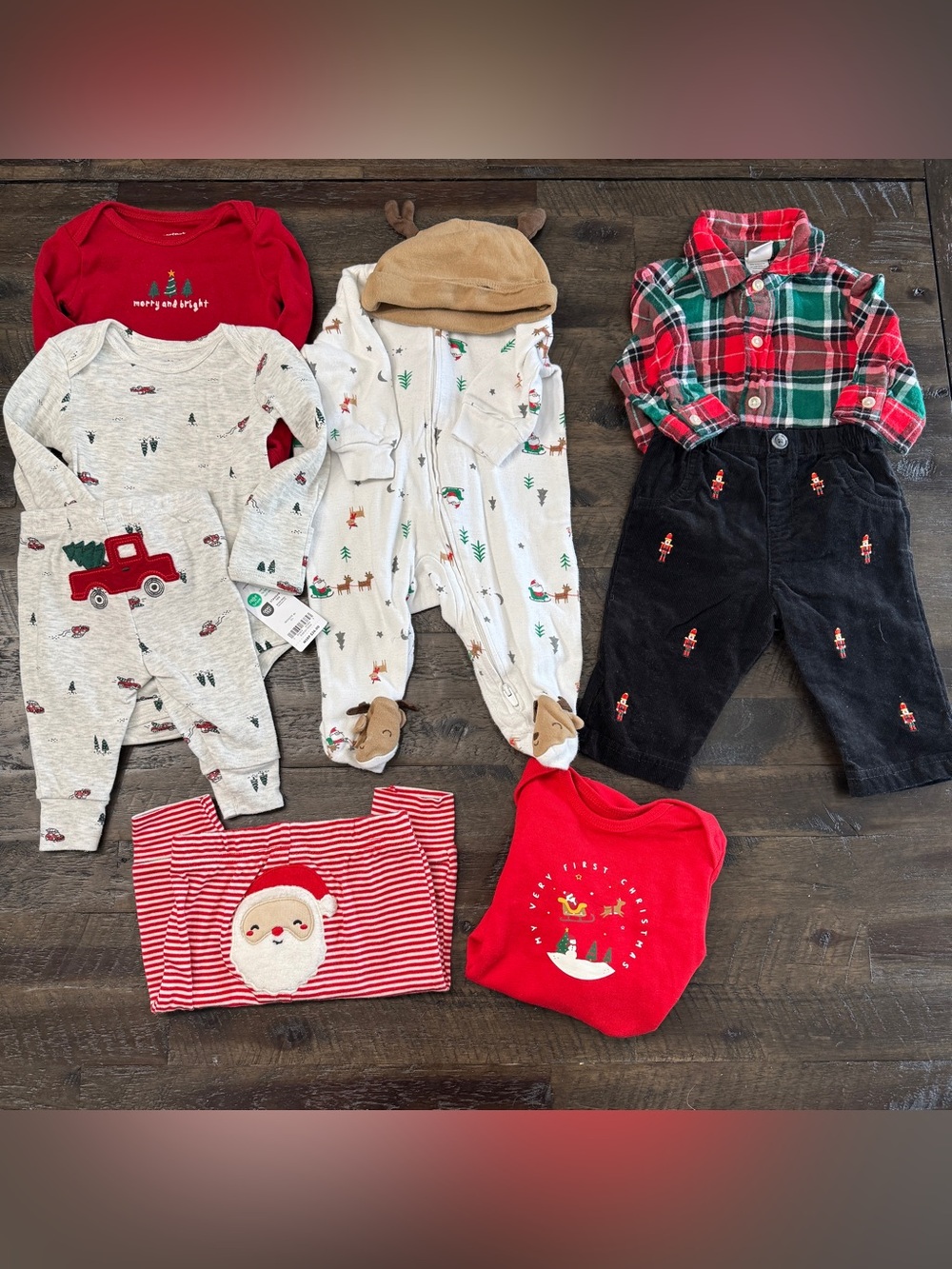 3m Carter's & Little Me Baby Boy Holiday Christmas Outfit Bundle Lot